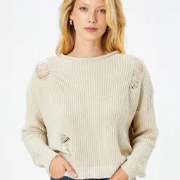 Koton Self Design Cable Knit Long Sleeve Acrylic & Cotton Pullover Sweater-image-33