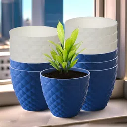 Kuber Industries Blue & White 12 Pieces Textured Planters-image-51