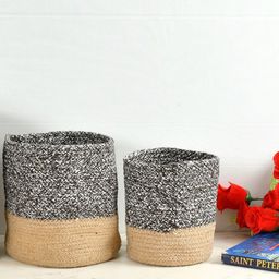 Homefab India Coffee-Brown & Brown 2 Pieces Braided Woven Cotton Planter Baskets-27
