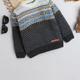 Yellow Apple Boys Round Neck Long Sleeves Woolen Pullover-image-92
