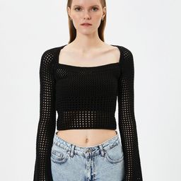 Koton Sqaure Neck Acrylic Crop Pullover-image-15