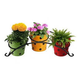 TRUSTBASKET Retro 2-Pcs Black Planter Stands-3