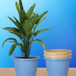 Kuber Industries Beige & Blue 4 Pieces Textured Lightweight Planters-image-17