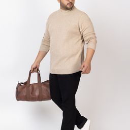KVETOO Striped Acrylic Turtle Neck Pullover Plus Size Sweater-image-83