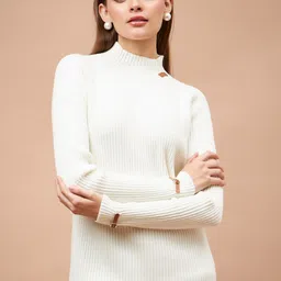 Gipsy Ribbed Mock Collar Acrylic Pullover-image-5