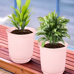 Kuber Industries Marble Sawera Pink 2 Pieces Planters With Tray-image-38