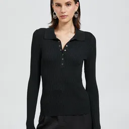 Koton Striped Spread Collar Pullover-picture-32