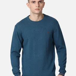 t-base Men Blue Solid Cotton Pullover-image-71