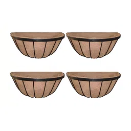 Garden Deco Black 4 Pieces Outdoor Gardening Textured Metal Planters-16