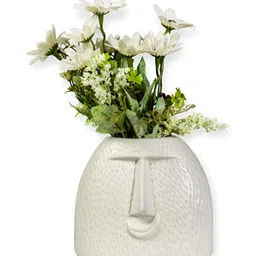 Crazy Sutra White Face Shaped Textured Ceramic Flower vase-55