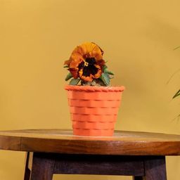 TrustBasket White & Green Set Of 6 Textured Brick Pots-11