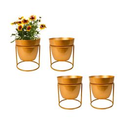 Kuber Industries 4-Pcs Brown Metal Planter With Holder-29