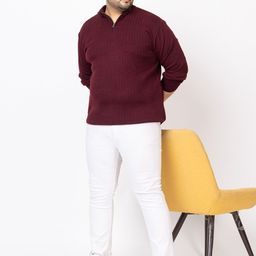 KVETOO Plus Size Turtle Striped Pullover Sweater-image-79