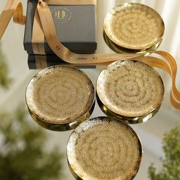 Pure Home and Living 4 Pieces Hammered Metal Round Coasters-image-93