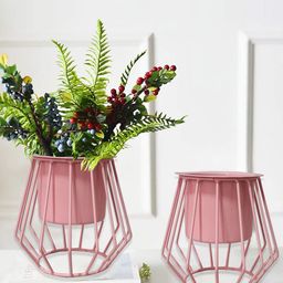 Homesake Pink 2 Pieces Metallic Metal Stand With Planter-23