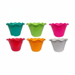 appeasy Green & Pink 6 Pieces Textured Metal Planters-23