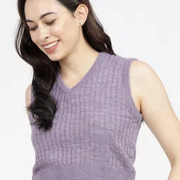 Tokyo Talkies Women Lavender Crop Pullover-image-32