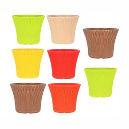 appeasy Red & Green 8-Pcs Textured Metal Planters-23