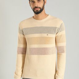 Indian Terrain Striped Round Neck Pure Cotton Pullover-image-43