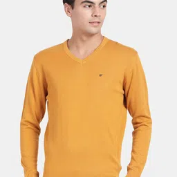 t-base V-Neck Long Sleeves Cotton Pullover-image-43