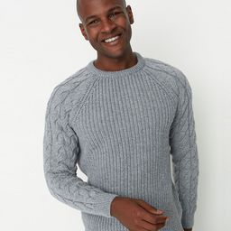Trendyol Men Grey Cable Knit Pullover-image-59