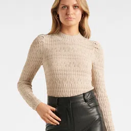 Forever New Women Beige Self Design Pullover-image-92