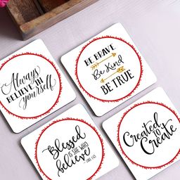 Crazy Sutra Premium White & Black 4Pcs HD Printed MDF Coasters-image-51