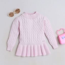 Yellow Apple Girls Cable Knit Ribbed Round Neck Long Sleeves Pullover Sweater-image-96