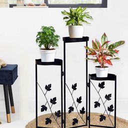 Homesake Black 3 Tier Flower Pot Holder Shelf Pot Organizer-20