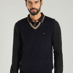 Indian Terrain V-Neck Long Sleeves Pure Acrylic Pullover Sweater-image-24