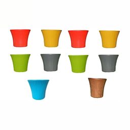 appeasy 10-Pcs Red & Green Textured Planters-12
