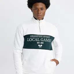 DeFacto Typography Printed Mock Collar Half Zipper Pullover Sweatshirt-picture-16