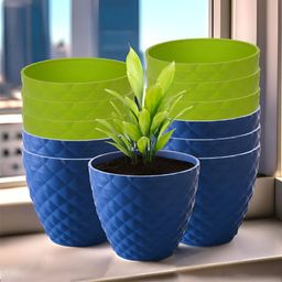 Kuber Industries Blue & Green 12 Pieces Textured Planters-image-99