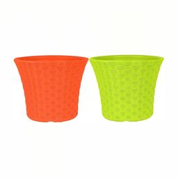 appeasy 2-Pcs Red & Green Textured Metal Planters-4