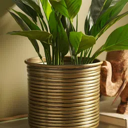 Pure Home and Living Brown Ribbed Aluminum Small Planters-picture-50