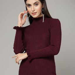 Mafadeny Ribbed High Neck Pullover-image-68