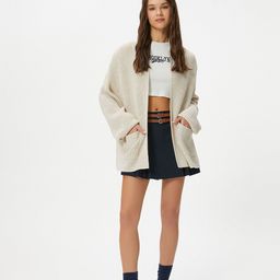 Koton Shawl Collar Long Sleeves Acrylic Front-Open Sweaters-32