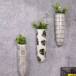 VarEesha White & Black 3 Pieces Printed Ceramic Planters-image-20