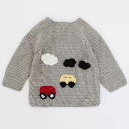 Woonie Unisex Kids Grey & Black Quirky Longline Pullover-4