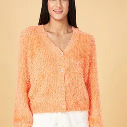Honey by Pantaloons V-Neck Cable Knit Cardigan-image-55