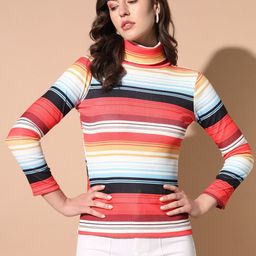 TANDUL Turtle Neck Long Sleeves Striped Pullover-picture-26