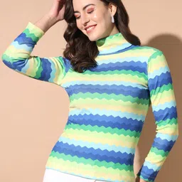 TANDUL Turtle Neck Long Sleeves Striped Pullover-image-99