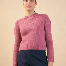SALT ATTIRE Self Design Long Sleeve Acrylic Pullover Crop Sweater-image-76