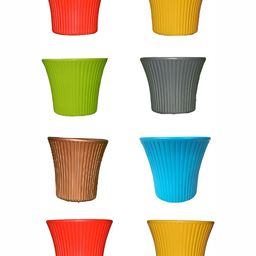appeasy Red & Yellow 8 Pieces Textured Metal Planters-4