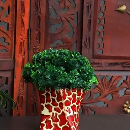 INDIA MEETS INDIA Red Patterned Ceramic Planter-image-73