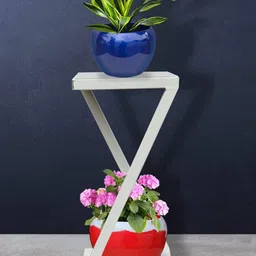 TRUSTBASKET Ambar White 2-Tier Planter Stand-57