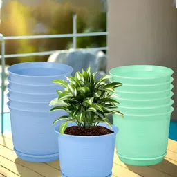 Kuber Industries Marble Sawera Blue & Green 12 Pieces Planters With Tray-picture-39
