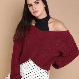 LULU & SKY Open Knit V-Neck Long Sleeves Pullover Sweater-picture-57