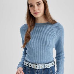 DeFacto Self Design Long sleeves Ribbed Acrylic Pullover-image-99