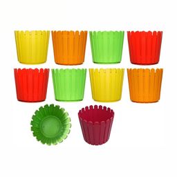 appeasy Red & Yellow 12 Pieces Fence Textured Metal Planters-8